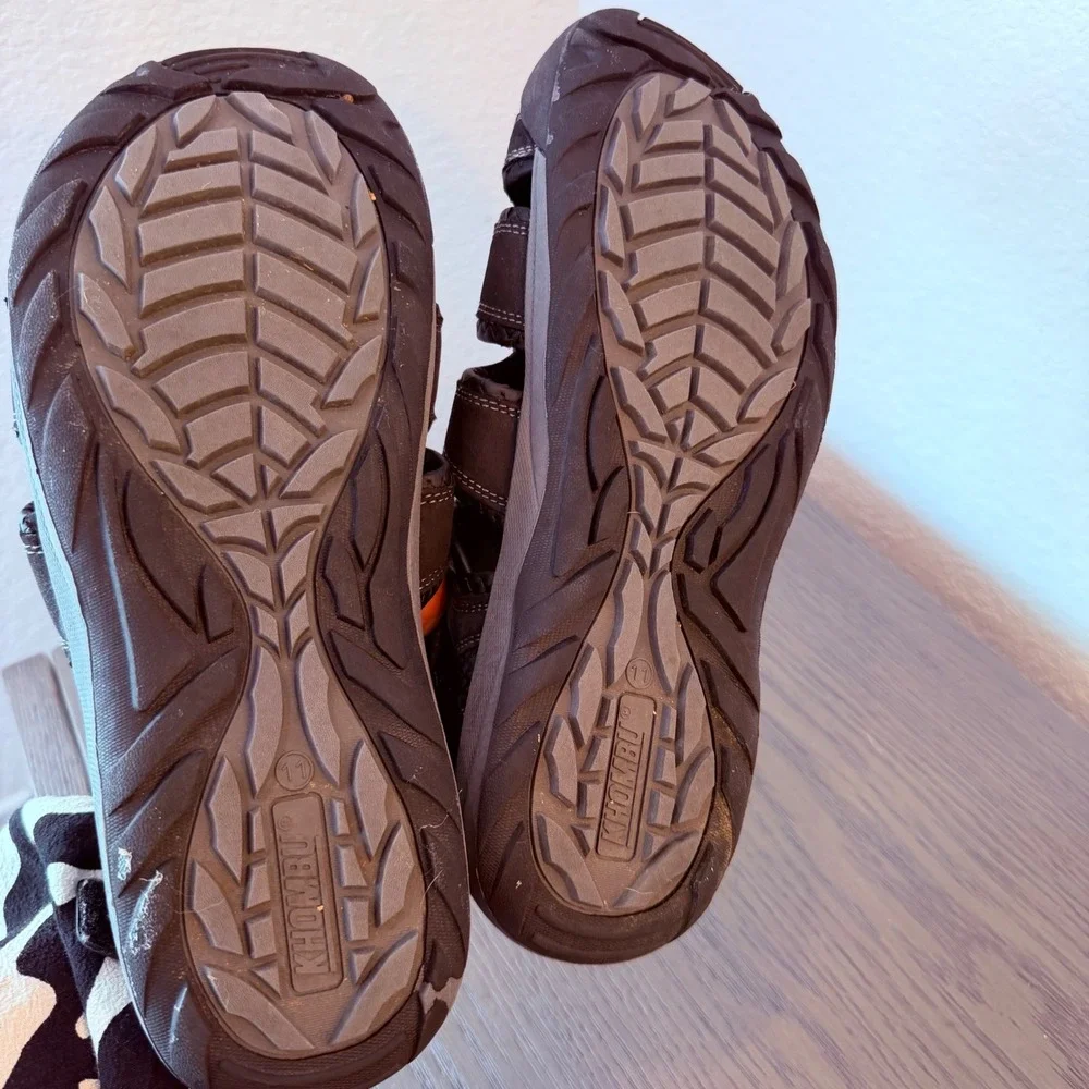 Khombu Travis Mens Fisherman Sandals Black Brown Closed Toe Bungee Size 11M
